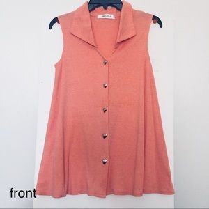 Zerlina sleeveless button down (pink / salmon)